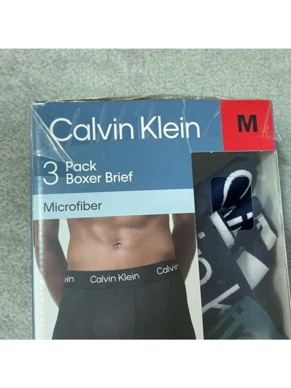 NWT Calvin Klein Men's M Blue/Green/Navy Microfiber Boxer Briefs 3-Pack